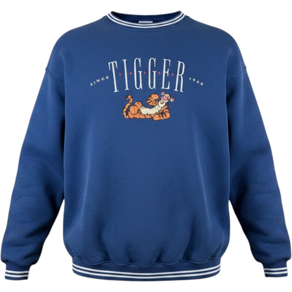 Disney Tigger Winnie the Pooh Sweatshirt Womens XS Navy Blue Embroidered Cute